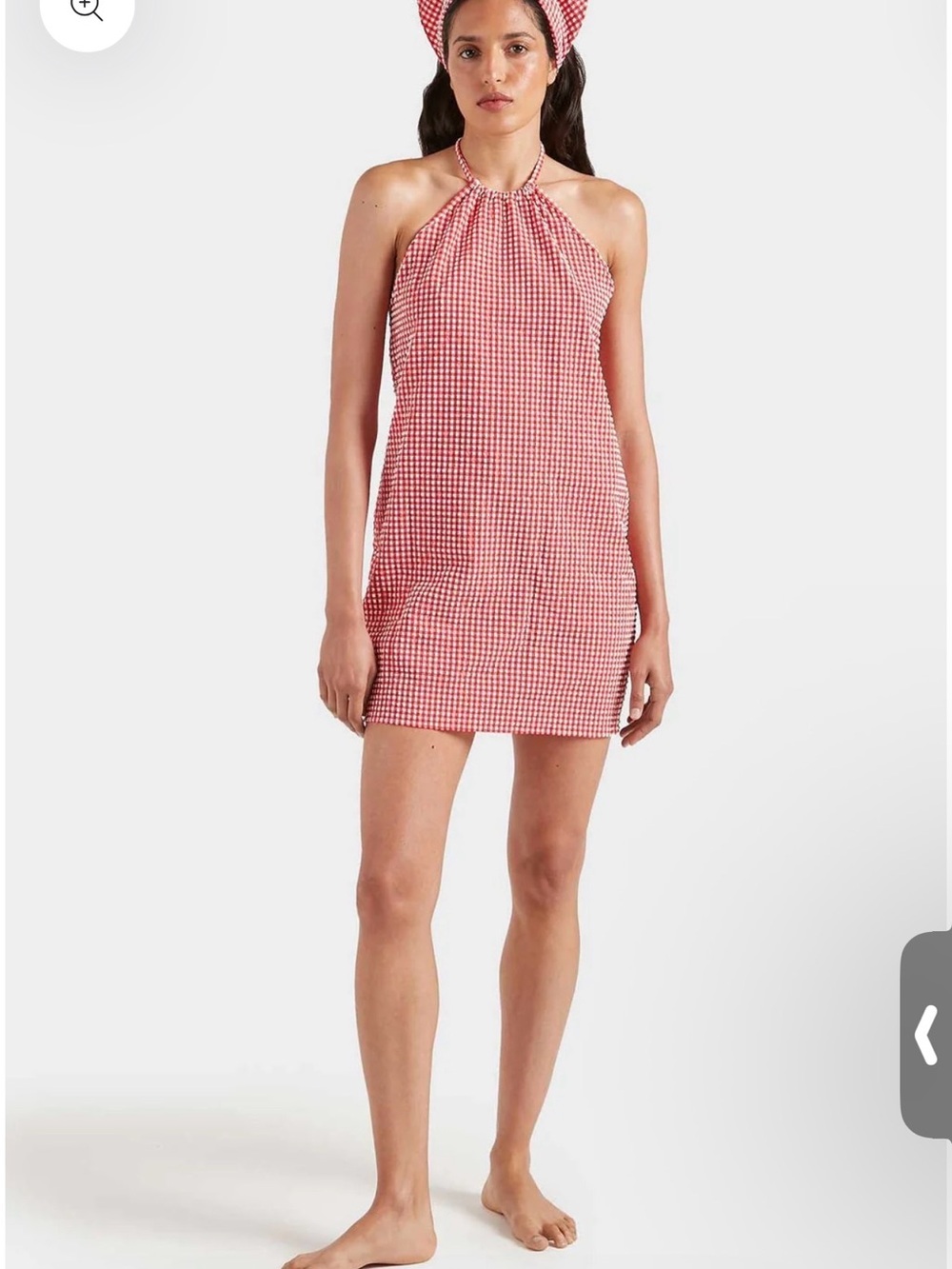 Hunza G Red Gingham Halter Mini Dress